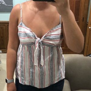 striped spaghetti strap tie in the front tank